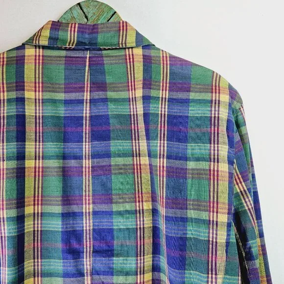 Vtg 90's Lizsport Women's Plaid Lightweight Three Button Pocket Sport Coat Sz 12 - Picture 4 of 8